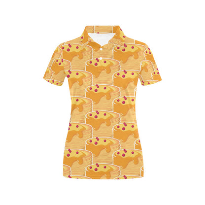 Pancake Pattern Print Design A04 Women's Polo Shirt
