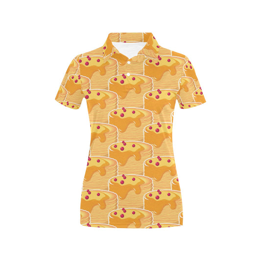 Pancake Pattern Print Design A04 Women's Polo Shirt