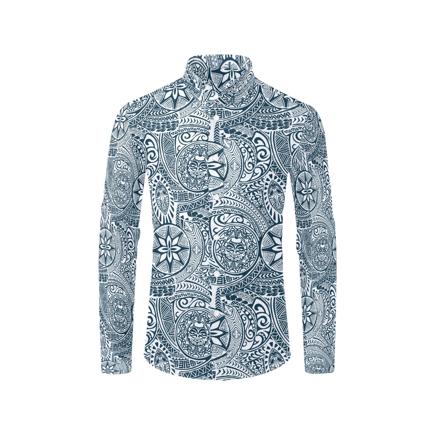 Samoan Pattern Print Design LKS306 Men's Long Sleeve Dress Shirt