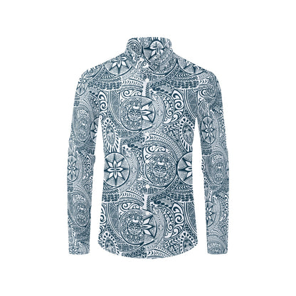 Samoan Pattern Print Design LKS306 Men's Long Sleeve Dress Shirt