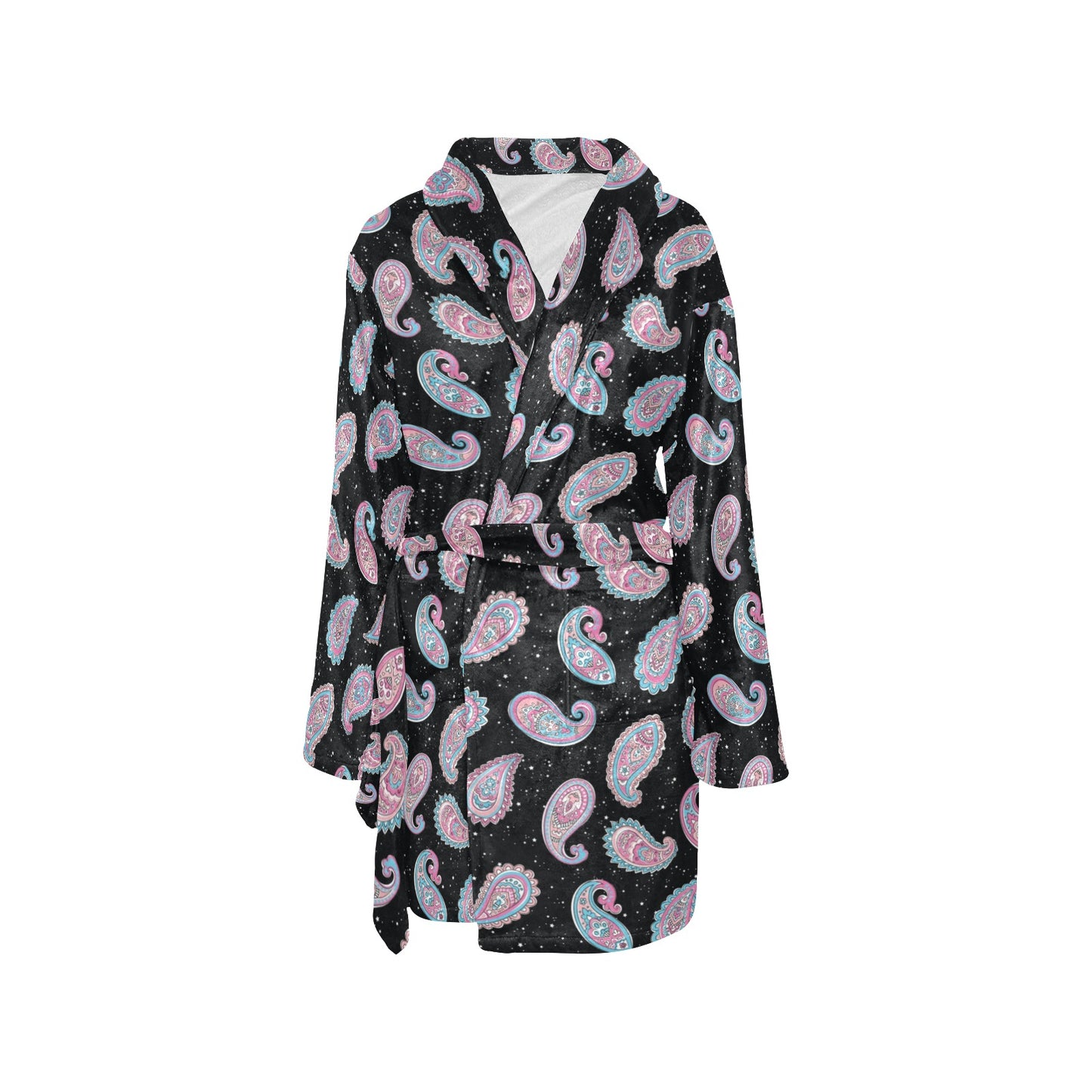 Paisley Pink Design Mandala Print Women's Fleece Robe
