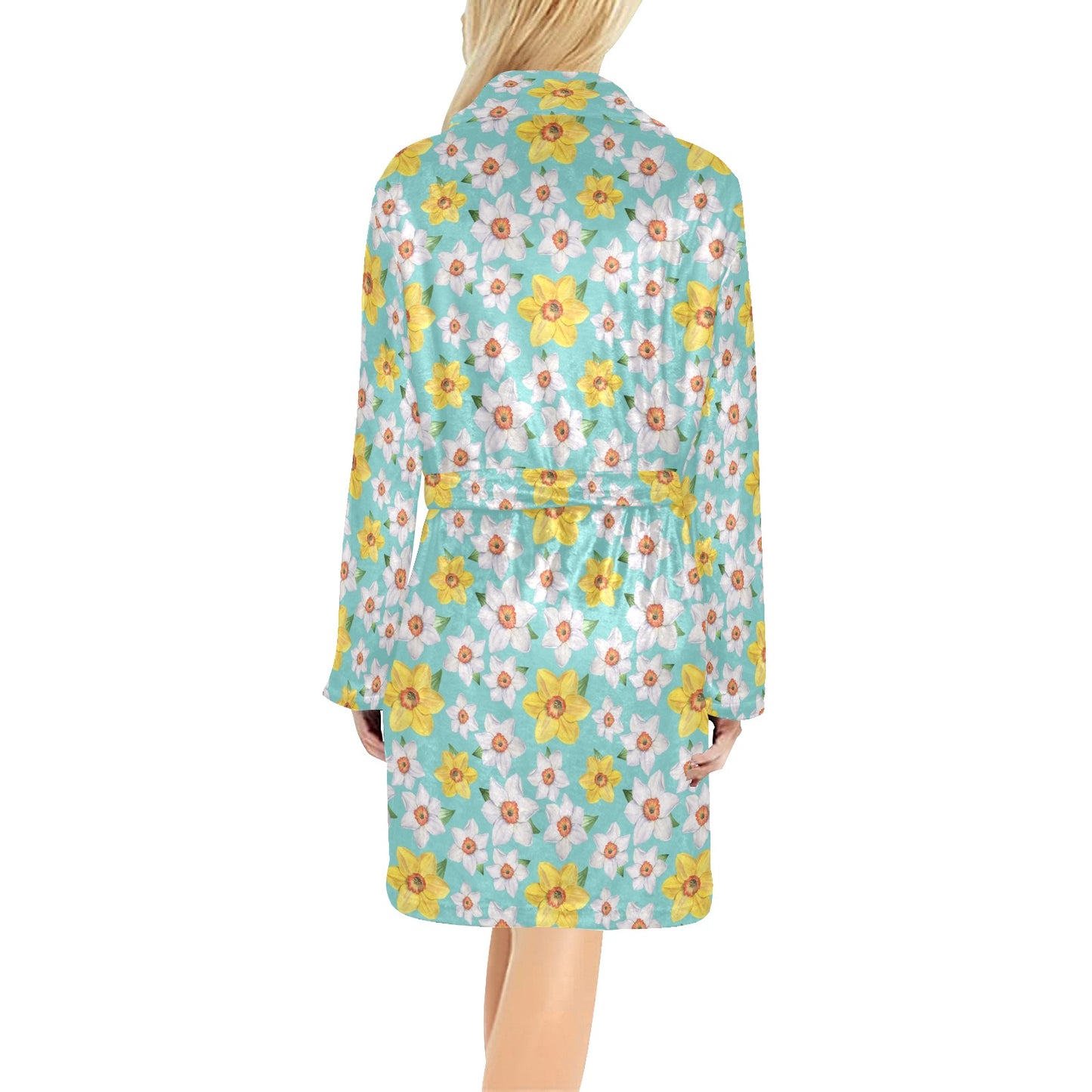 Daffodils Pattern Print Design 02 Women's Fleece Robe