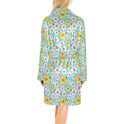 Daffodils Pattern Print Design 02 Women's Fleece Robe