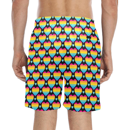 Rainbow Heart Print Pattern Men's Swim Trunks Beach Shorts