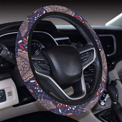 Turkey Print Design LKS401 Steering Wheel Cover with Elastic Edge