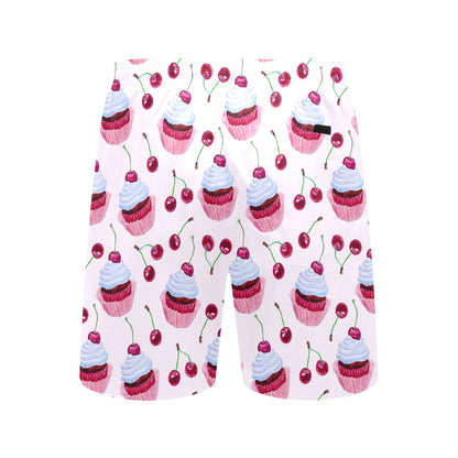 Cherry Cupcake Pink Pattern Men's Swim Trunks Beach Shorts