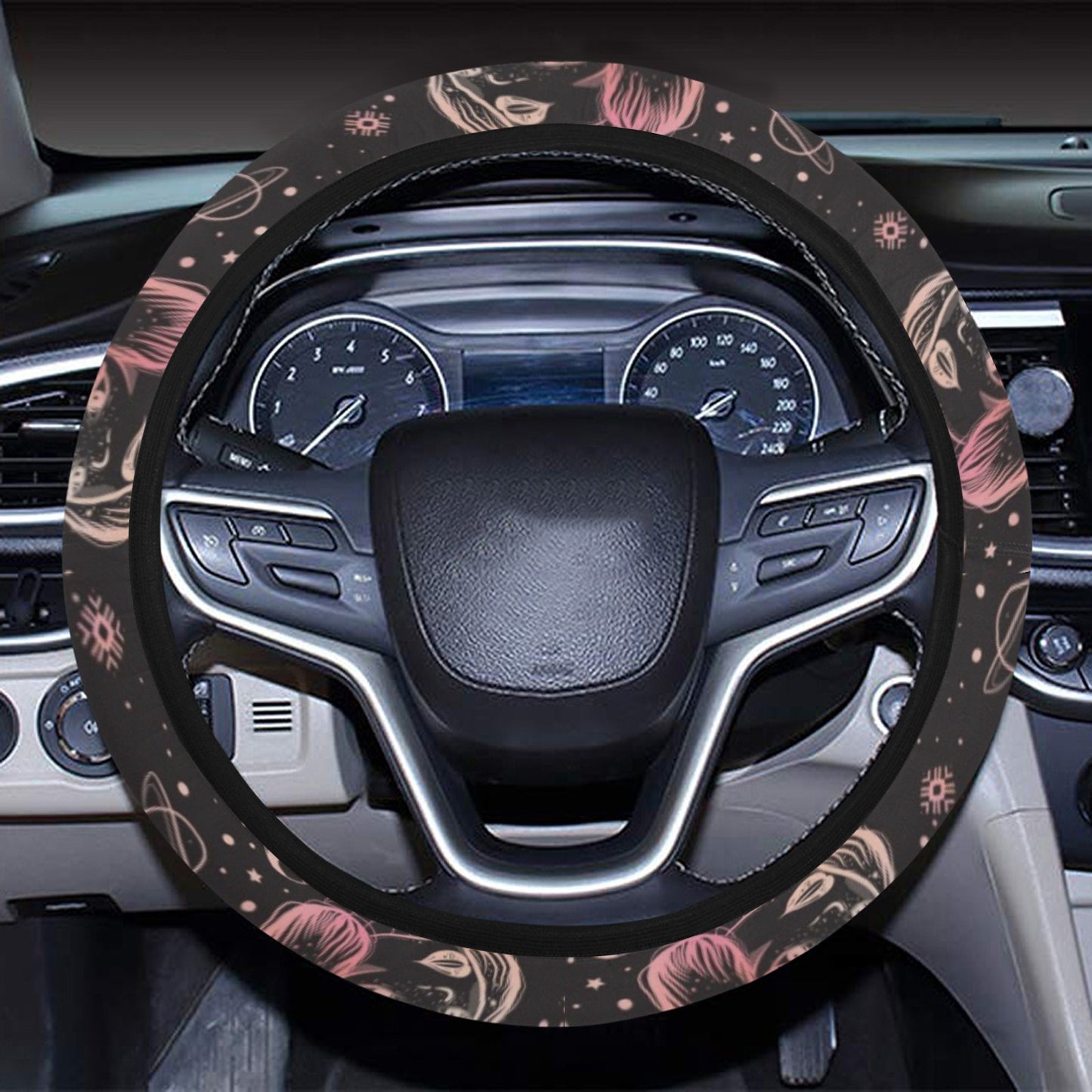 Third Eye Girl Cat Print Design LKS305 Steering Wheel Cover with Elastic Edge