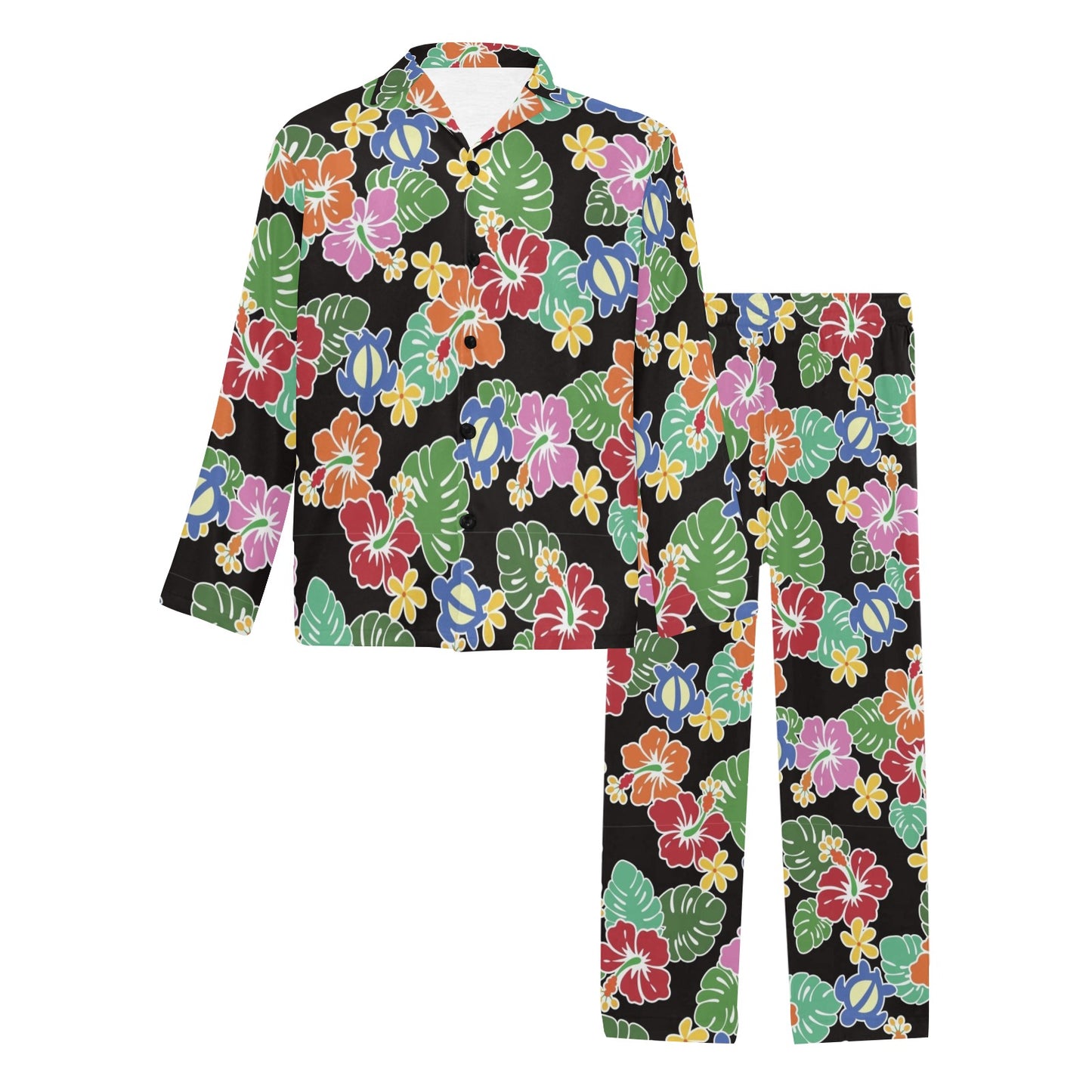 Hawaiian Themed Pattern Print Design H010 Men's Long Pajama Set