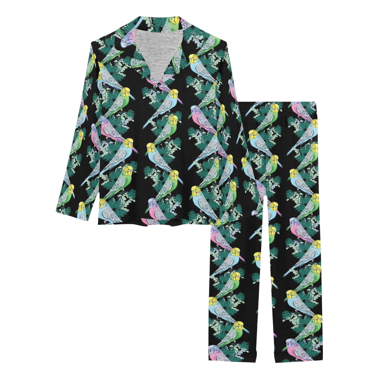 Budgerigar Pattern Print Design 03 Women's Long Pajama Set