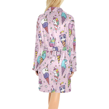 Ice Cream Pattern Print Design IC05 Women's Fleece Robe