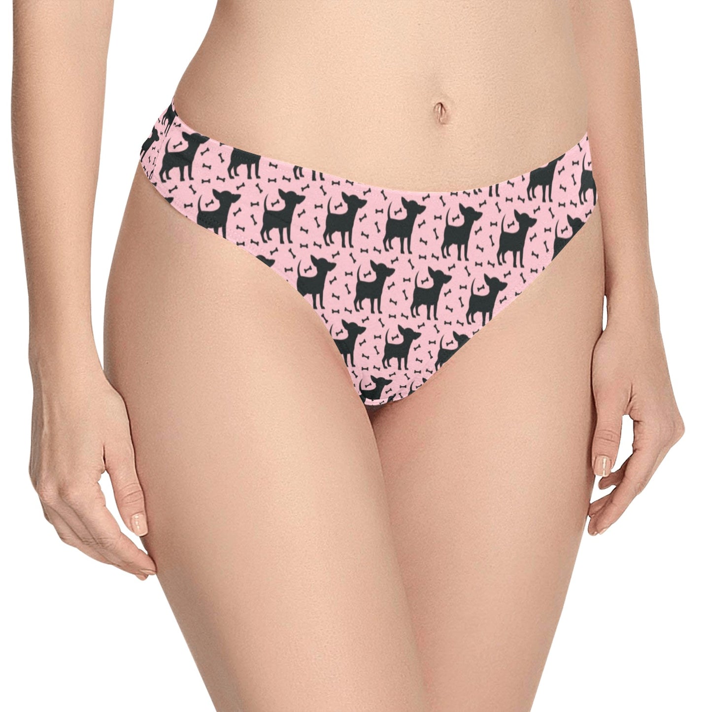 Chihuahua Pink Print Pattern Women's Thongs