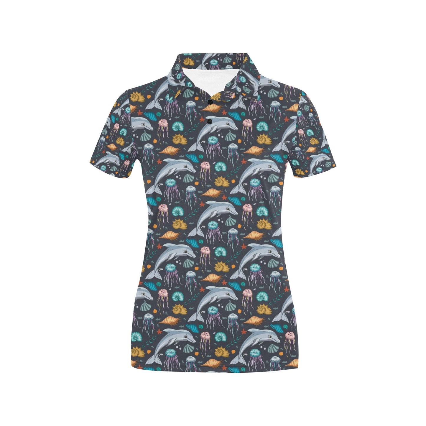 Underwater Dolphin Print Design LKS304 Women's Polo Shirt