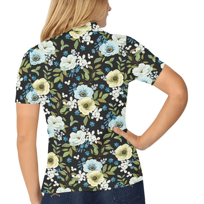 Anemone Pattern Print Design AM03 Women's Polo Shirt