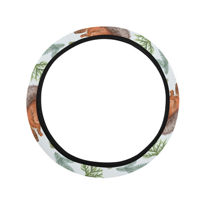 Squirrel Print Design LKS308 Steering Wheel Cover with Elastic Edge