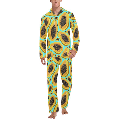 Papaya Pattern Print Design PP03 Men's Long Pajama Set