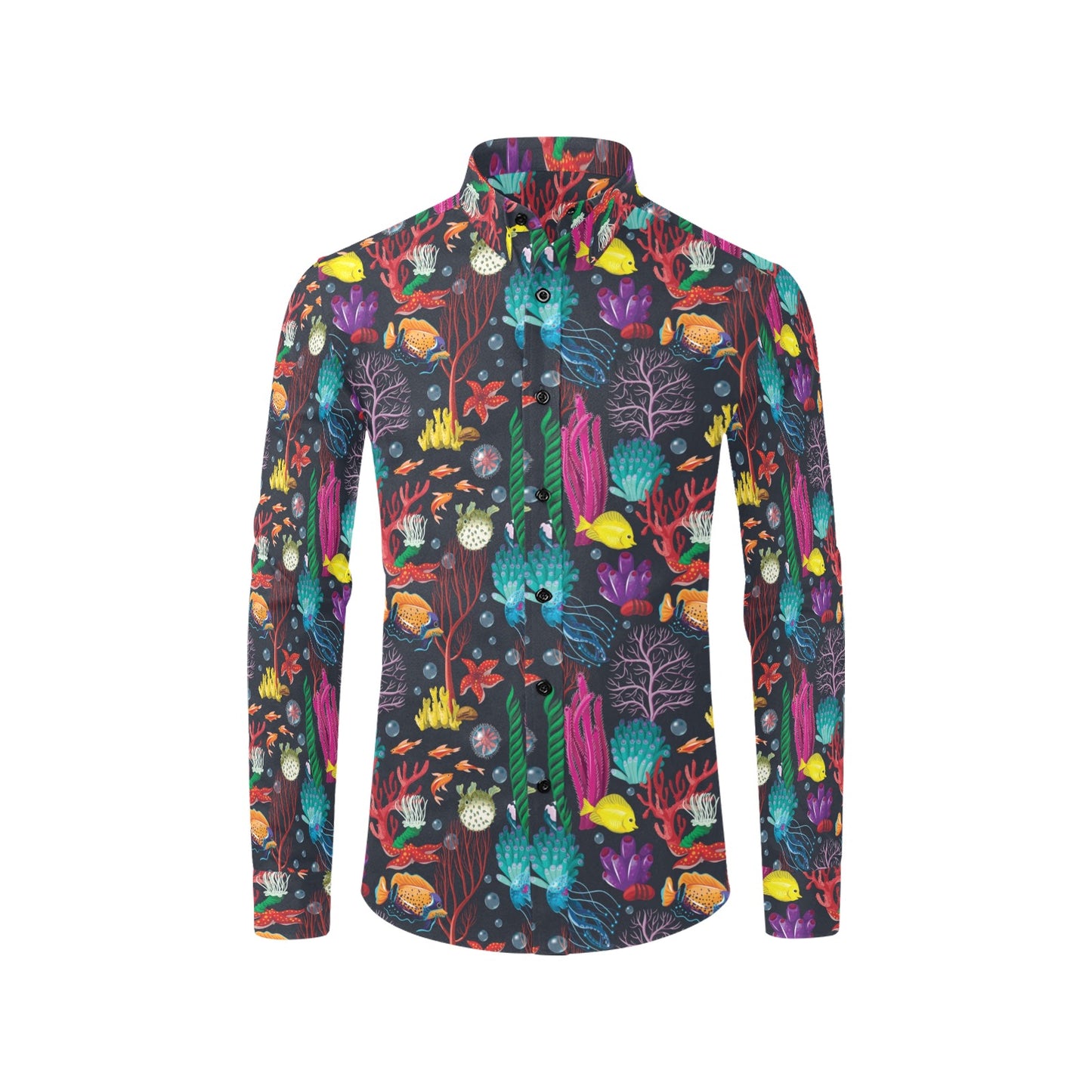 Underwater Cute Print Design LKS303 Men's Long Sleeve Dress Shirt