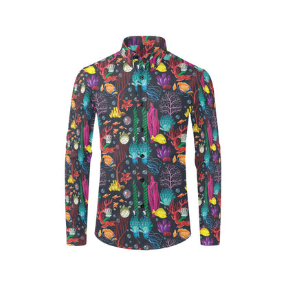 Underwater Cute Print Design LKS303 Men's Long Sleeve Dress Shirt