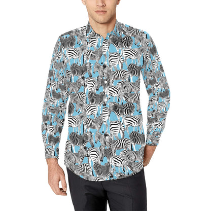 Zebra Print Design LKS305 Men's Long Sleeve Dress Shirt
