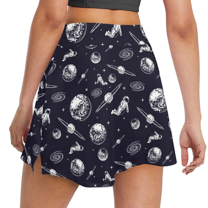 Space Astronaut Print Design LKS302 17" Golf & Pickleball Skort with Pockets