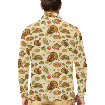 Thanksgiving Print Design LKS302 Long Sleeve Polo Shirt For Men's