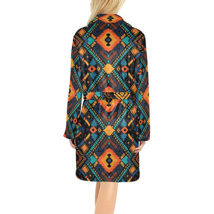 Kente Pattern Print Design 04 Women's Fleece Robe