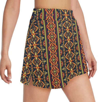 Kente Classic Design African Print 17" Golf & Pickleball Skort with Pockets