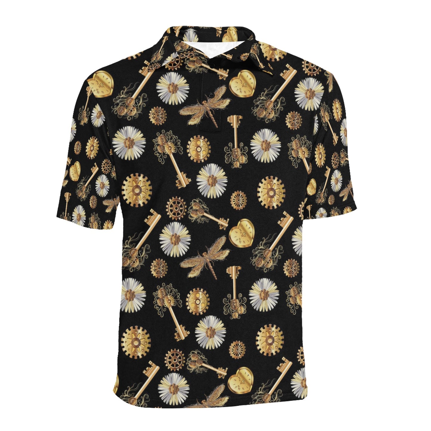 Steampunk Key Dragonfly Print Design LKS303 Men Polo Shirt