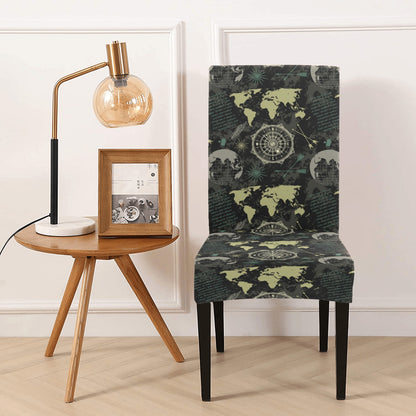 World Map Print Design LKS303 Dining Chair Slipcover