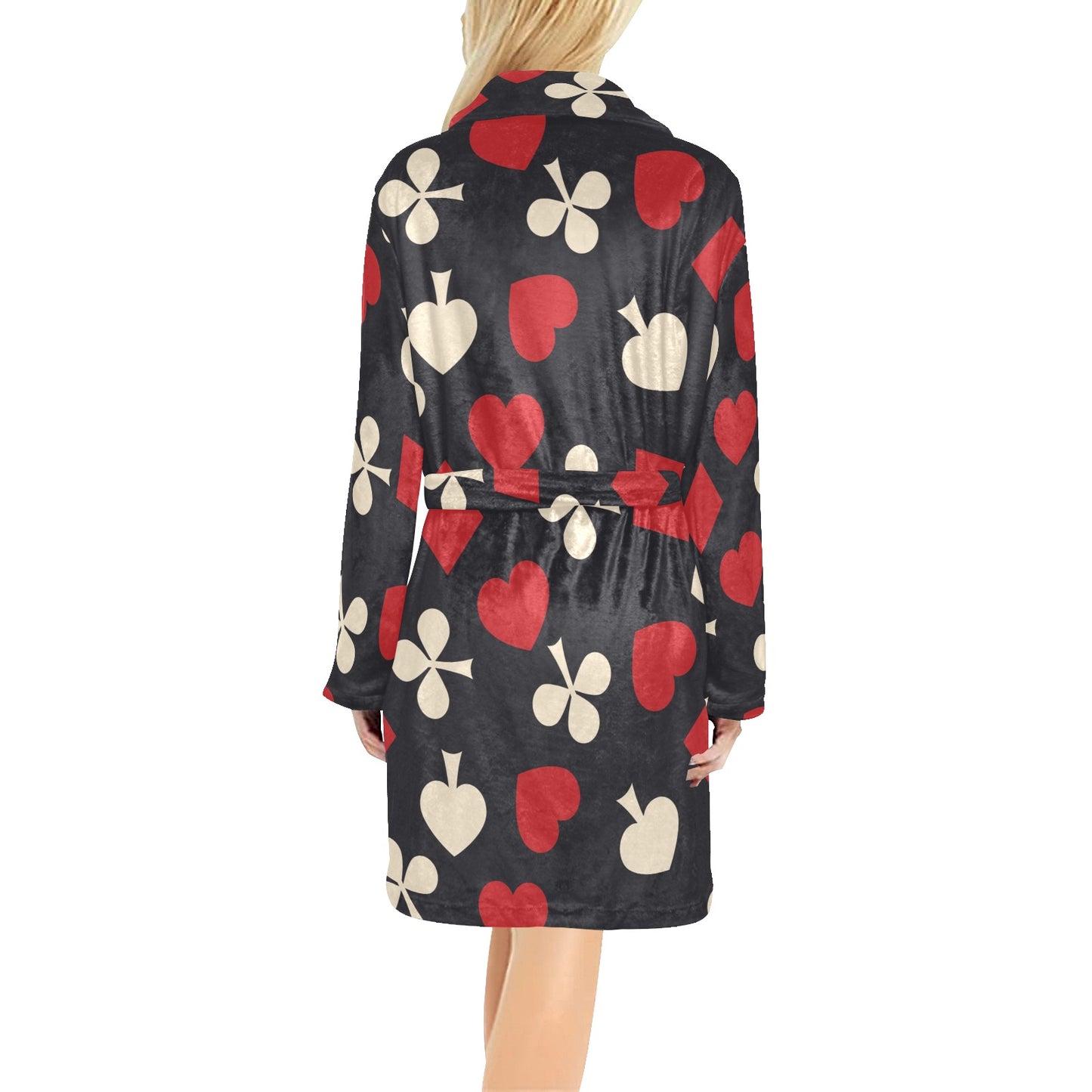 Poker Cards Pattern Print Design A02 Women's Fleece Robe