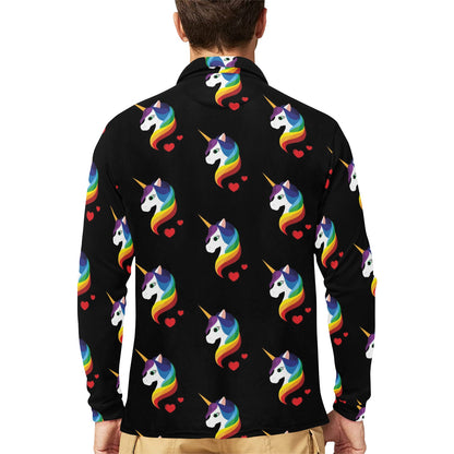 Rainbow Unicorn Pattern Print Design A03 Long Sleeve Polo Shirt For Men's
