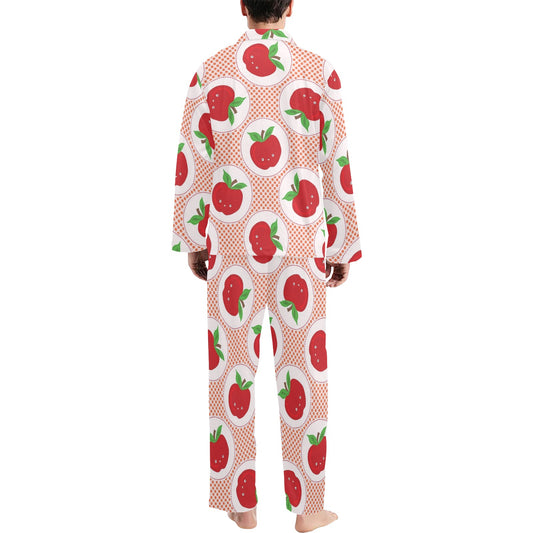Apple Pattern Print Design AP08 Men's Long Pajama Set
