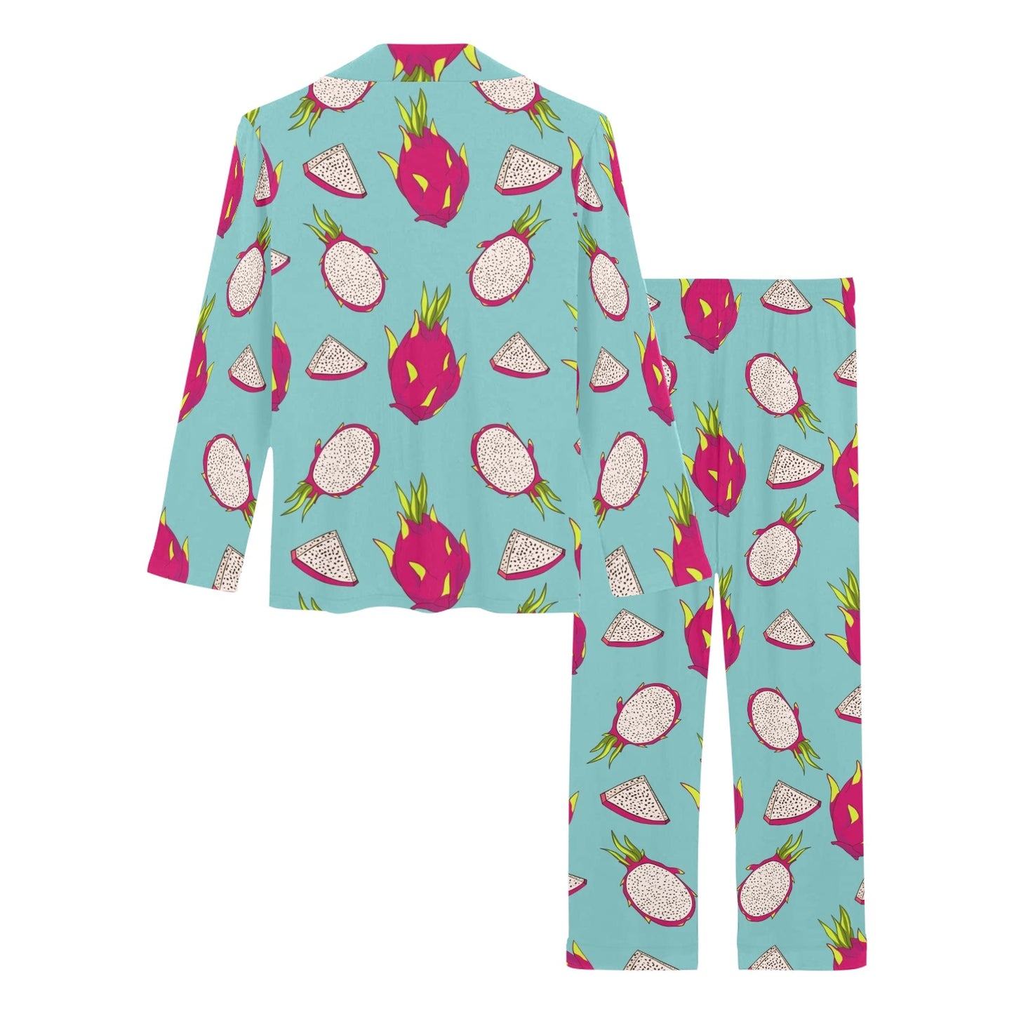 Dragonfruit Pattern Print Design DF01 Women's Long Pajama Set