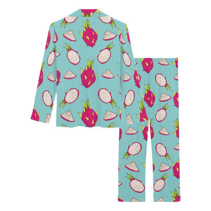 Dragonfruit Pattern Print Design DF01 Women's Long Pajama Set