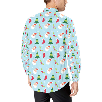 Santa Themed Print Design LKS301 Men's Long Sleeve Dress Shirt