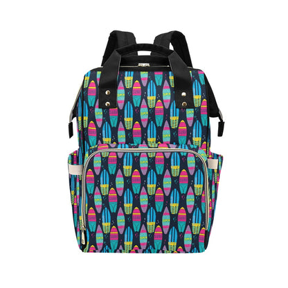 Surfboard Colorful Print Design LKS302 Diaper Bag Backpack