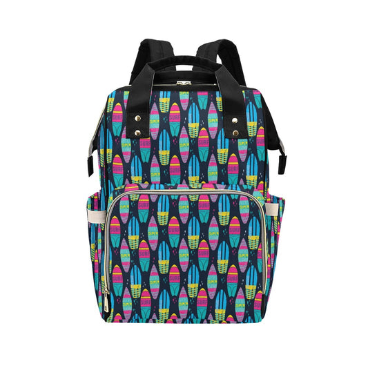 Surfboard Colorful Print Design LKS302 Diaper Bag Backpack