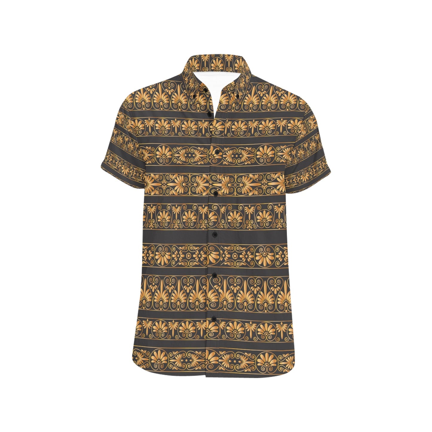 Ancient Greek Print Design LKS303 Men Short Sleeve Button Up Shirt