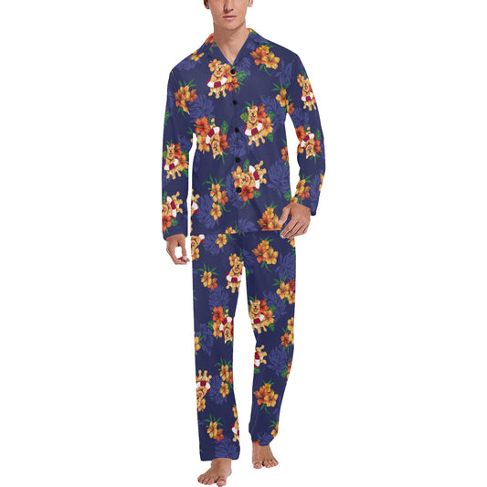 Hawaiian Themed Pattern Print Design H02 Men's Long Pajama Set