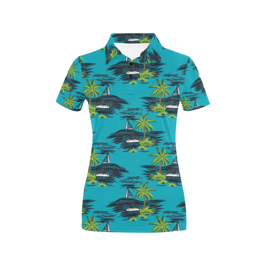 Pacific island Pattern Print Design A01 Women's Polo Shirt