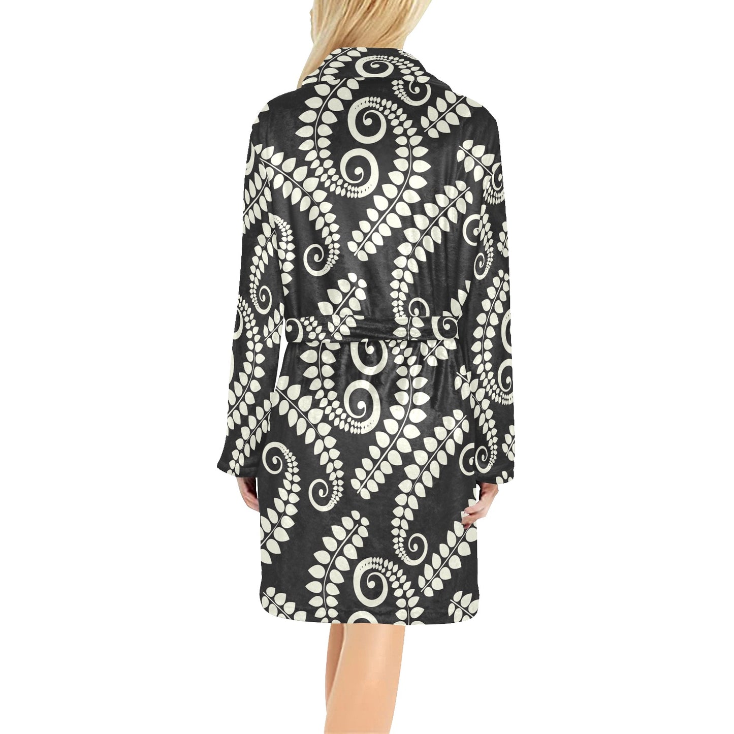 Fern Leave Print Pattern Women's Fleece Robe