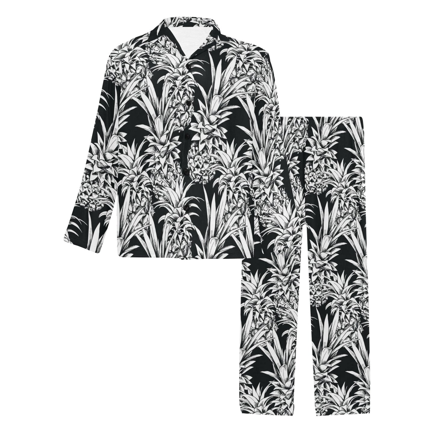 Pineapple Pattern Print Design PP08 Men's Long Pajama Set