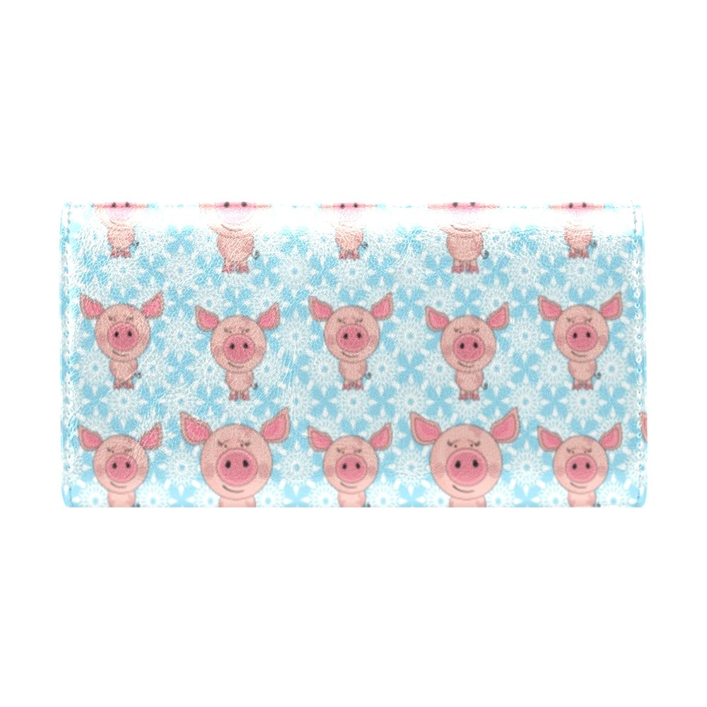Pig Print Design LKS402 Women's Trifold Wallet