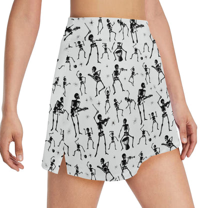 Skeleton Music Player Print Design LKS303 17" Golf & Pickleball Skort with Pockets