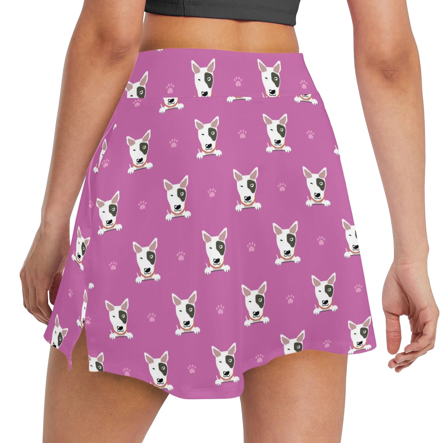 Bull Terrier Happy Print Pattern 17" Golf & Pickleball Skort with Pockets