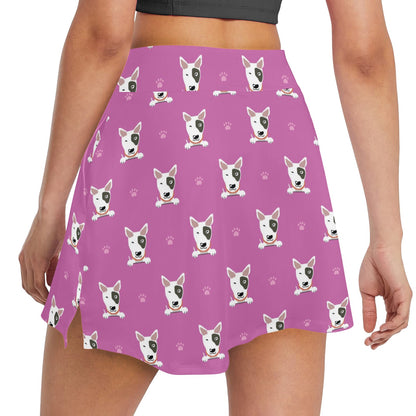 Bull Terrier Happy Print Pattern 17" Golf & Pickleball Skort with Pockets