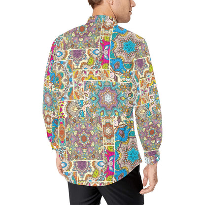 Patchwork Print Design LKS402 Men's Long Sleeve Dress Shirt