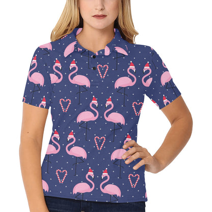Flamingo Christmas Women's Polo Shirt