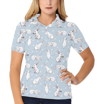 Rabbit Pattern Print Design RB06 Women's Polo Shirt