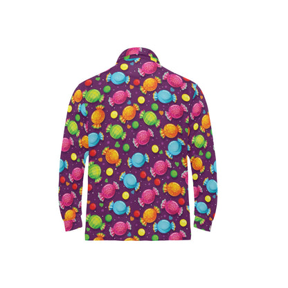 Candy Pattern Print Design CA05 Long Sleeve Polo Shirt For Men's