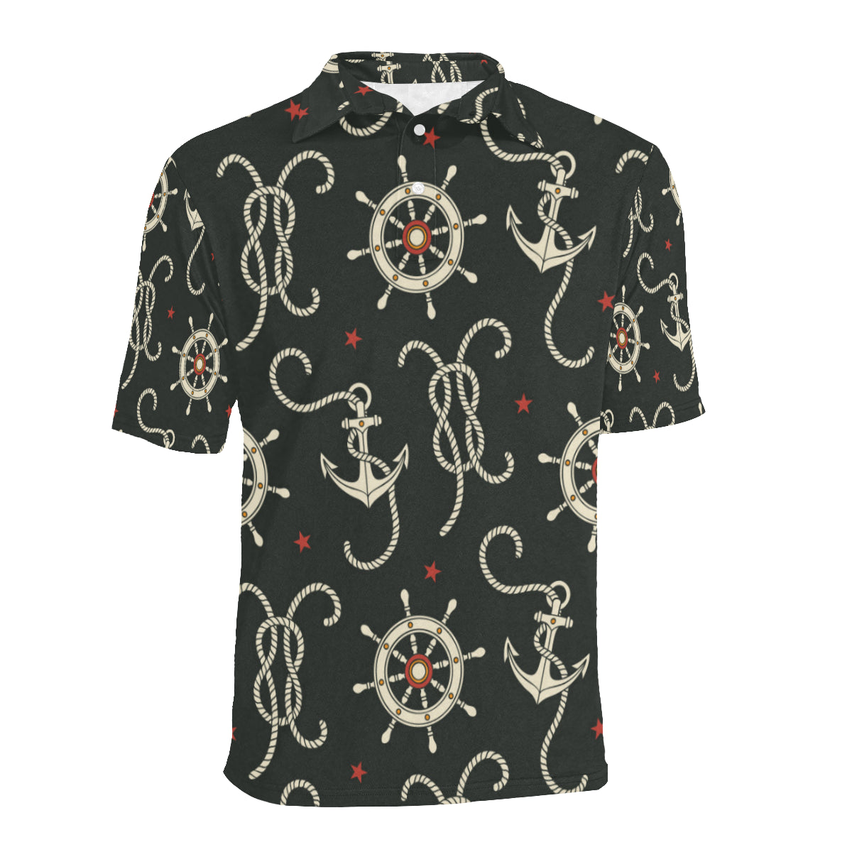 Nautical Anchor Pattern Men Polo Shirt